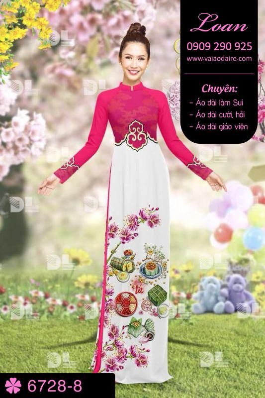 Vải áo dài phong cảnh Tết