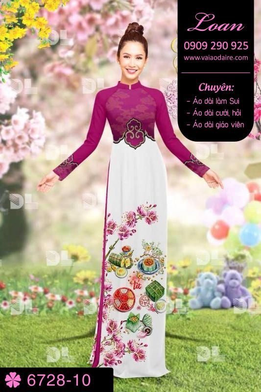 Vải áo dài phong cảnh Tết