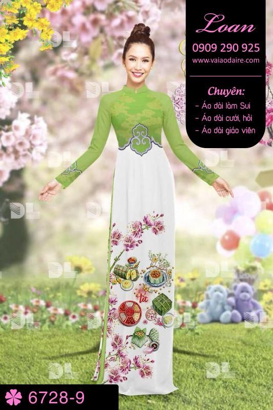 Vải áo dài phong cảnh Tết