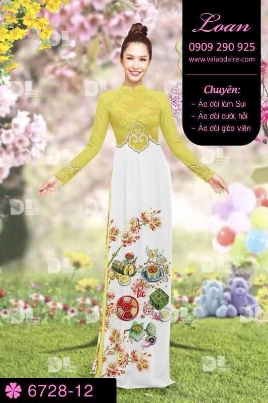 Vải áo dài phong cảnh Tết