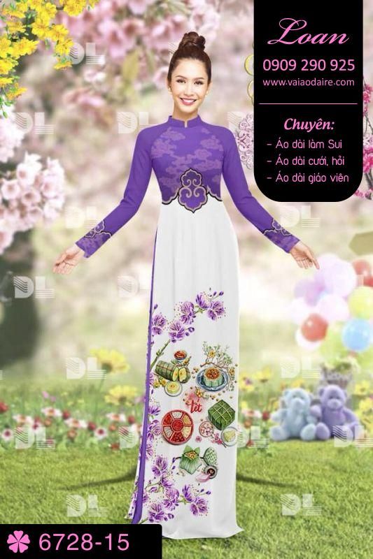 Vải áo dài phong cảnh Tết