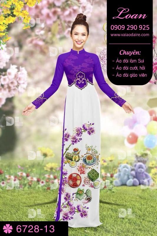 Vải áo dài phong cảnh Tết