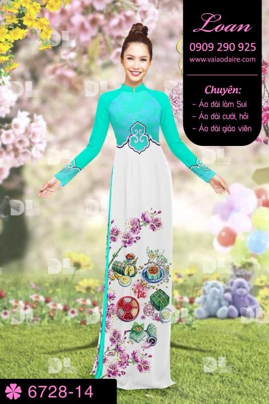 Vải áo dài phong cảnh Tết