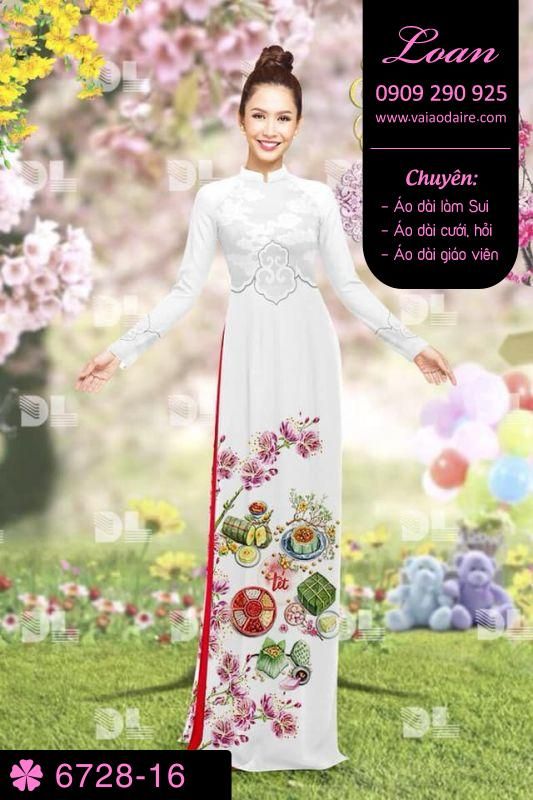 Vải áo dài phong cảnh Tết