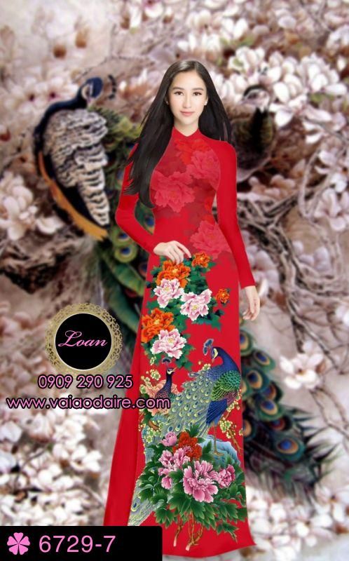 Vải áo dài chim Công