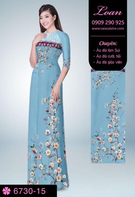 Vải áo dài cành hoa nhí