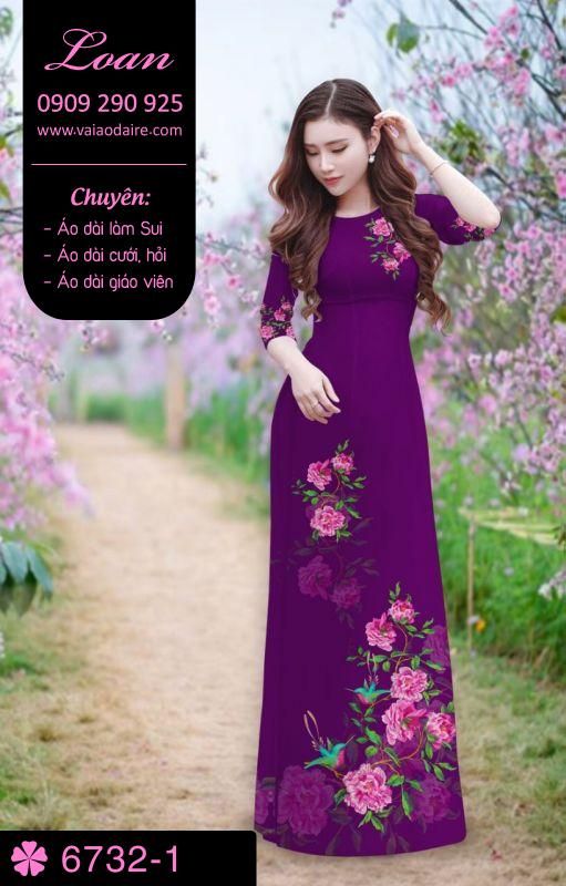 Vải áo dài hoa trên dưới