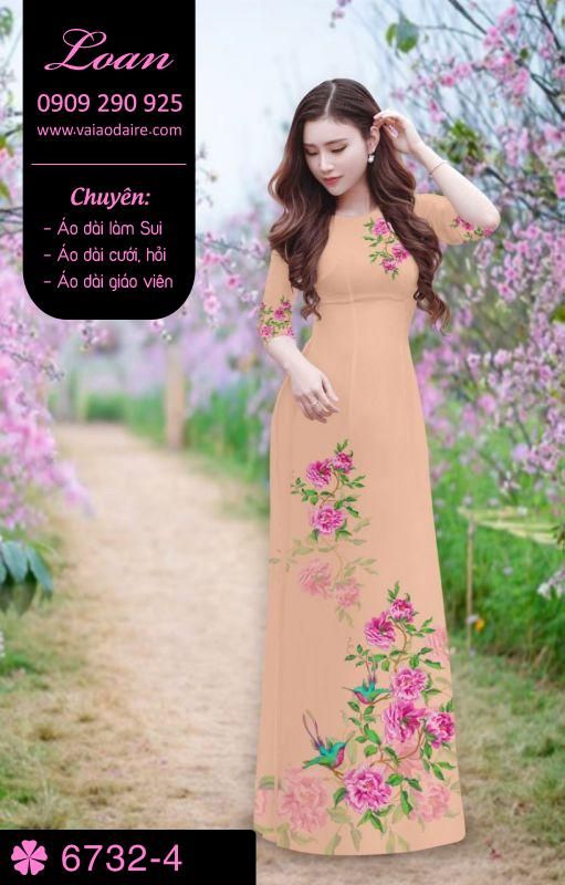 Vải áo dài hoa trên dưới