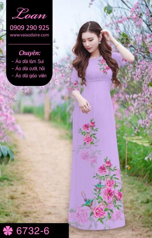 Vải áo dài hoa trên dưới