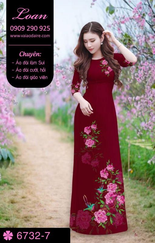 Vải áo dài hoa trên dưới