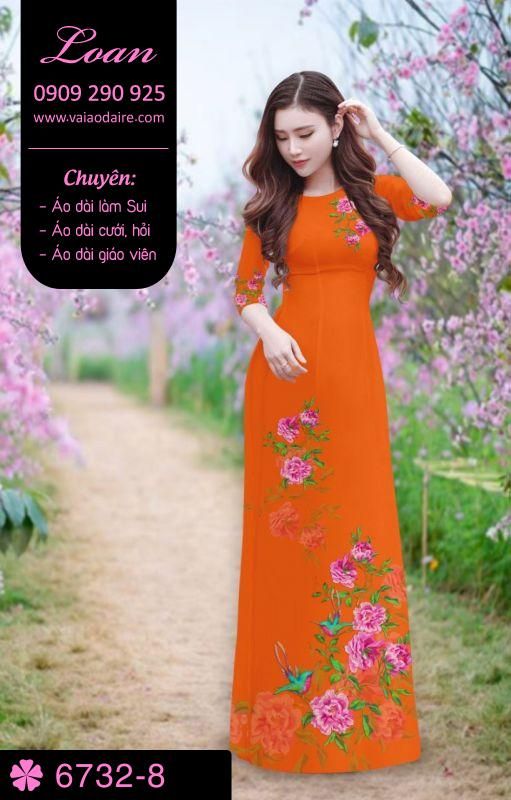 Vải áo dài hoa trên dưới