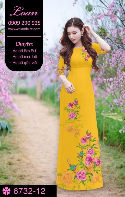 Vải áo dài hoa trên dưới