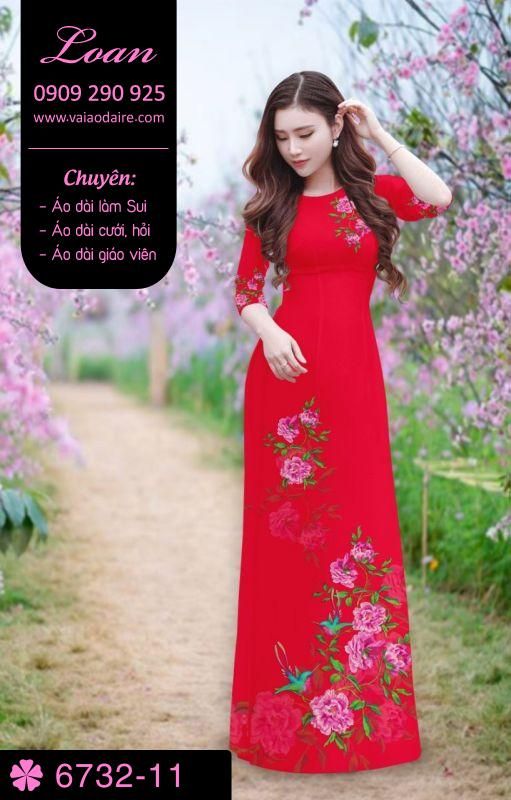 Vải áo dài hoa trên dưới