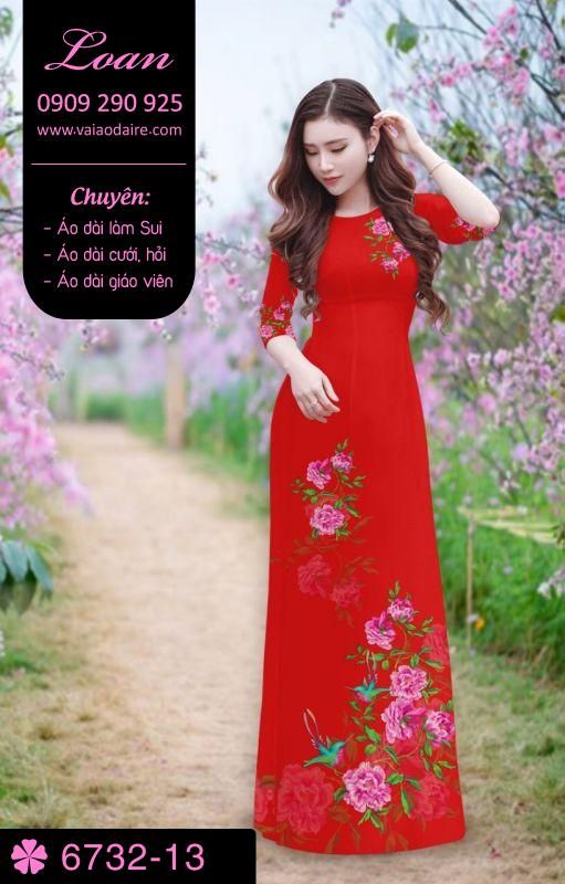 Vải áo dài hoa trên dưới