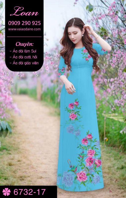Vải áo dài hoa trên dưới