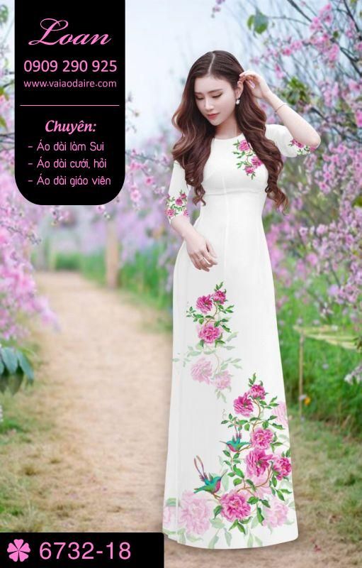 Vải áo dài hoa trên dưới
