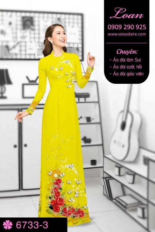 Vải áo dài hoa trên dưới