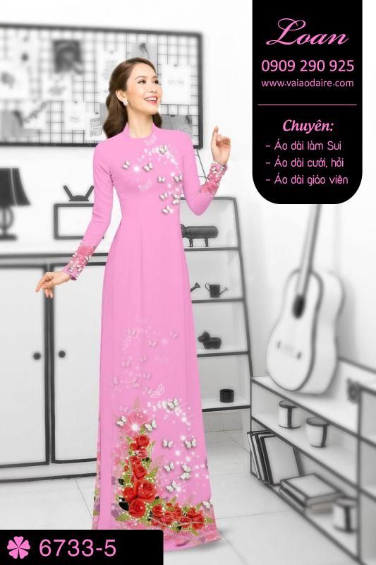 Vải áo dài hoa trên dưới
