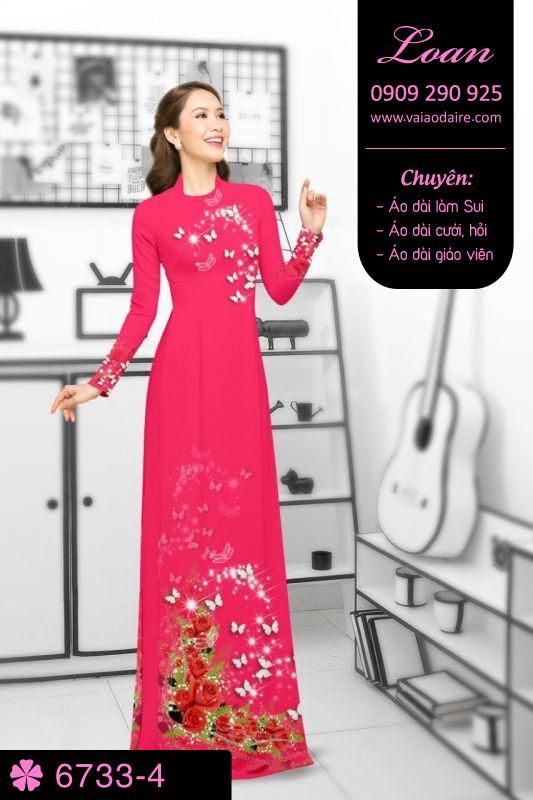 Vải áo dài hoa trên dưới