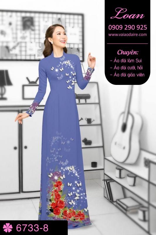 Vải áo dài hoa trên dưới