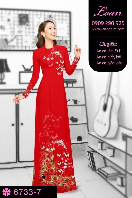 Vải áo dài hoa trên dưới