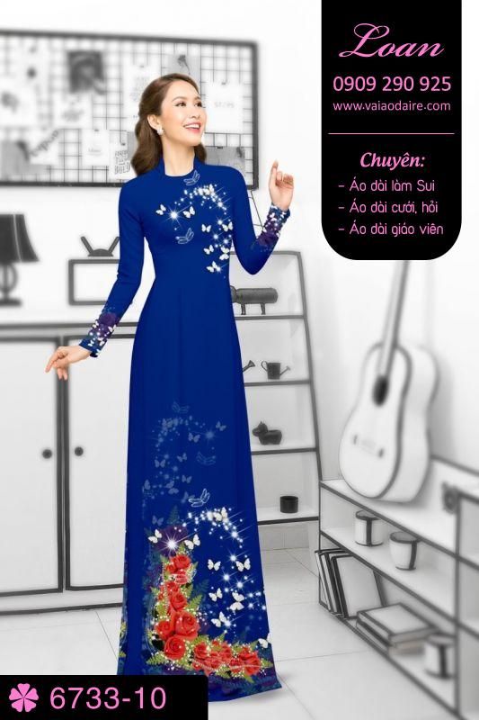 Vải áo dài hoa trên dưới