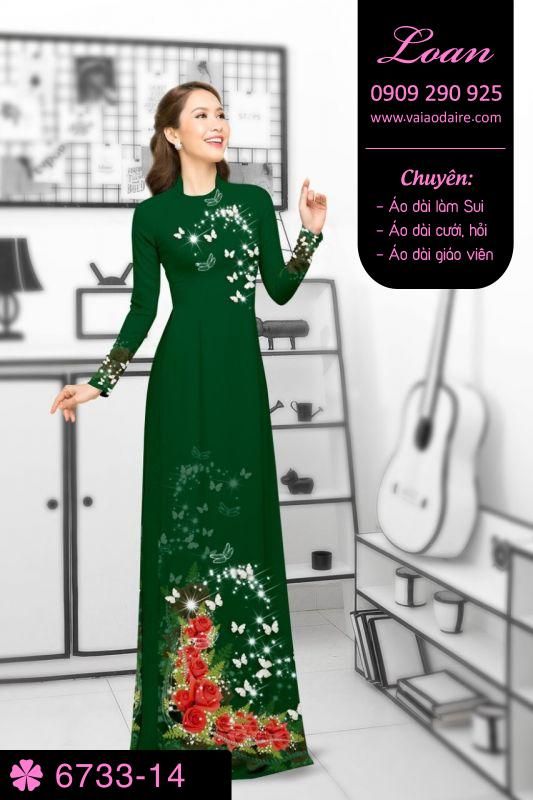 Vải áo dài hoa trên dưới