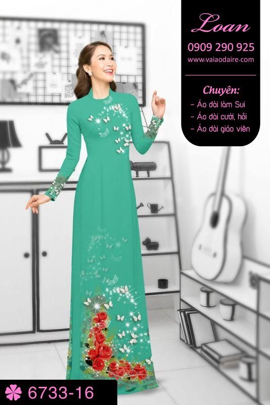 Vải áo dài hoa trên dưới