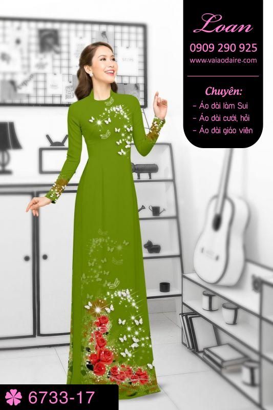 Vải áo dài hoa trên dưới