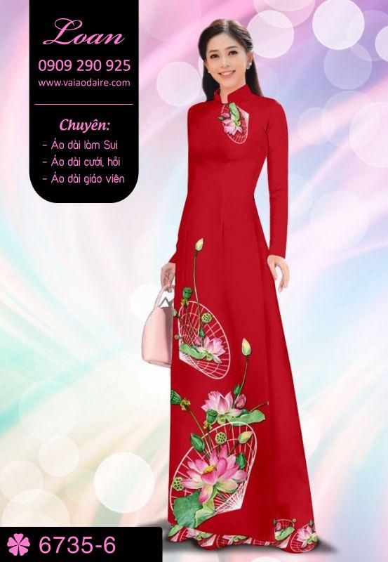 Vải áo dài hoa Sen và nón lá
