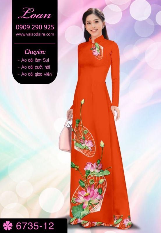 Vải áo dài hoa Sen và nón lá