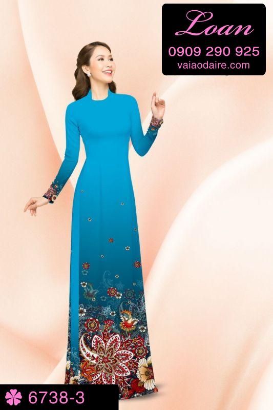 Vải áo dài hoa 3D