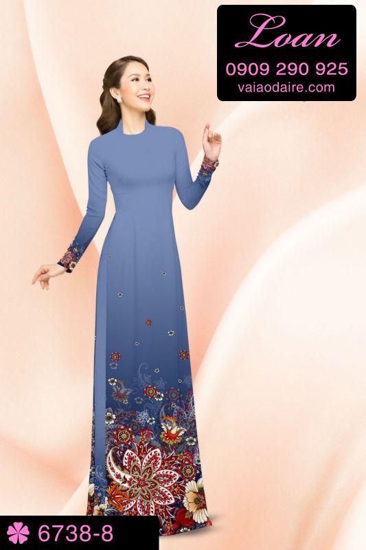 Vải áo dài hoa 3D