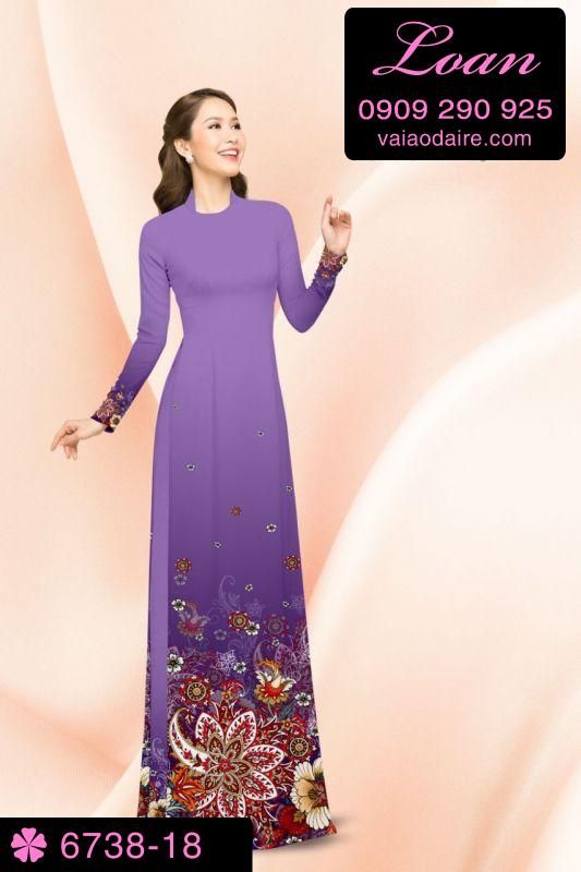 Vải áo dài hoa 3D