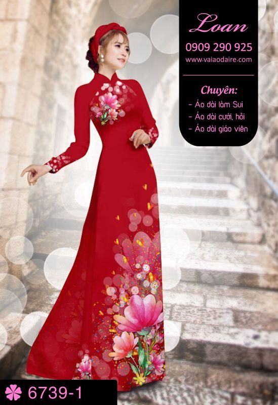 Vải áo dài hoa 3D