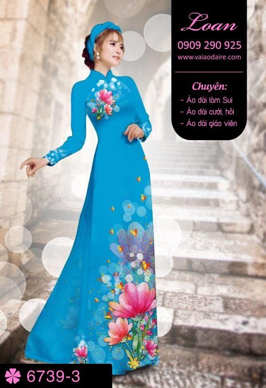 Vải áo dài hoa 3D
