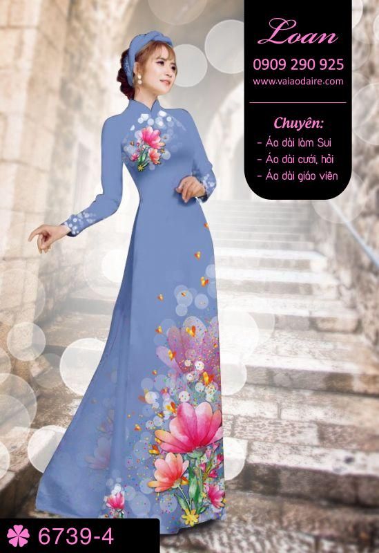 Vải áo dài hoa 3D