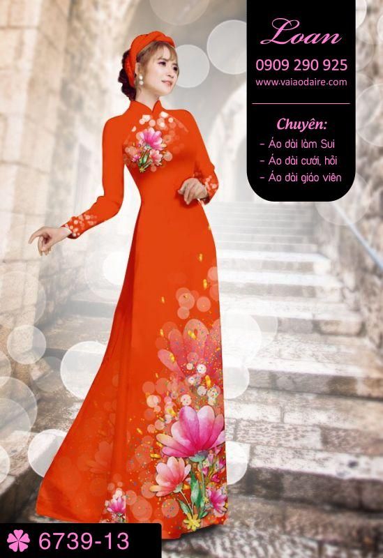 Vải áo dài hoa 3D