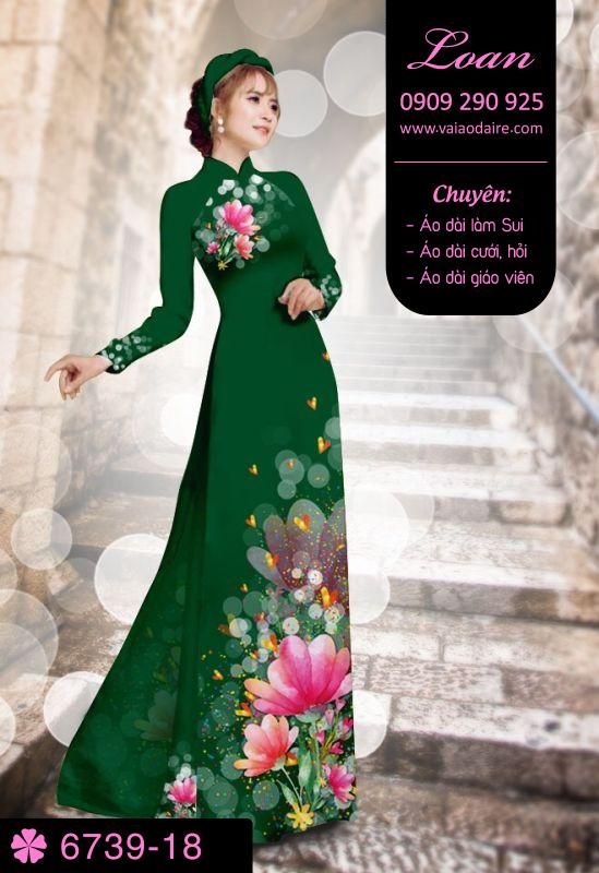 Vải áo dài hoa 3D