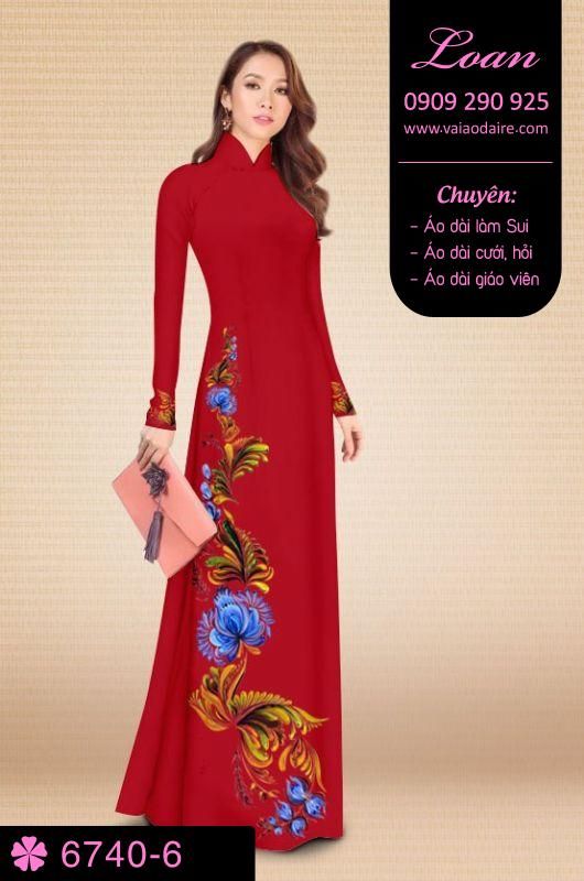Vải áo dài hoa 3D
