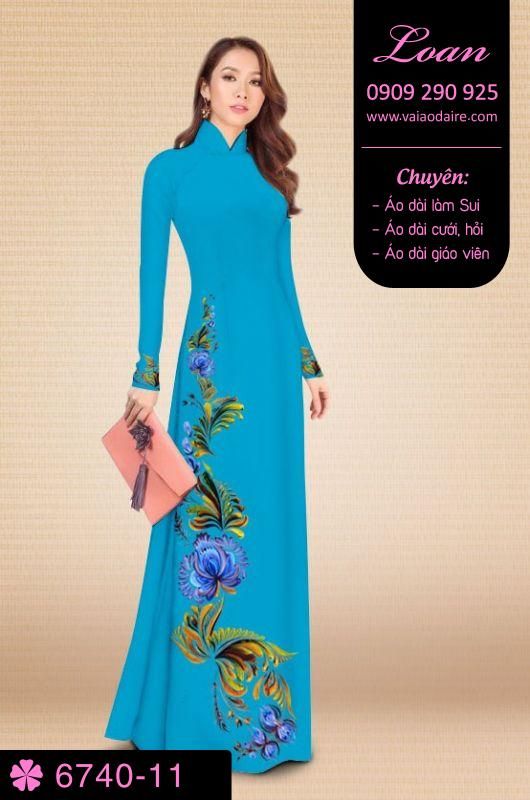 Vải áo dài hoa 3D