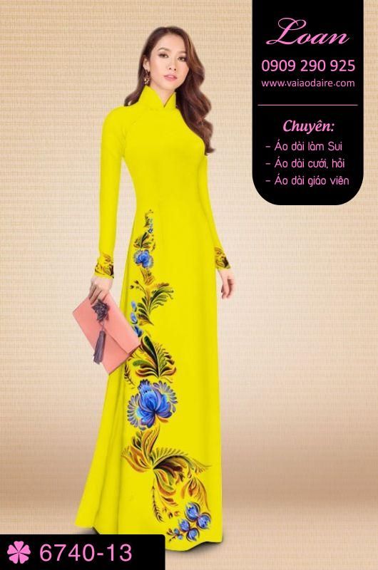 Vải áo dài hoa 3D