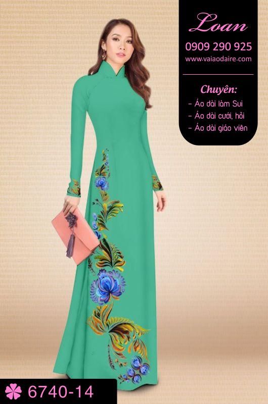 Vải áo dài hoa 3D
