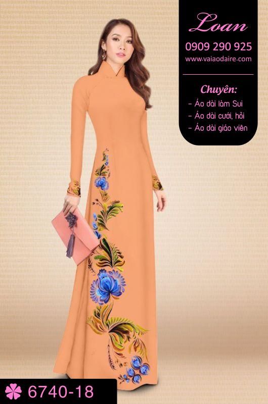 Vải áo dài hoa 3D