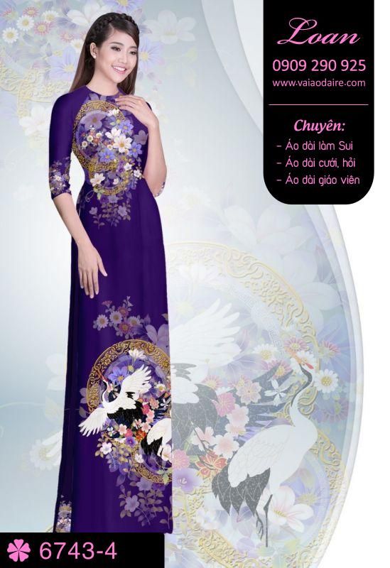 Vải áo dài hoa trên dưới