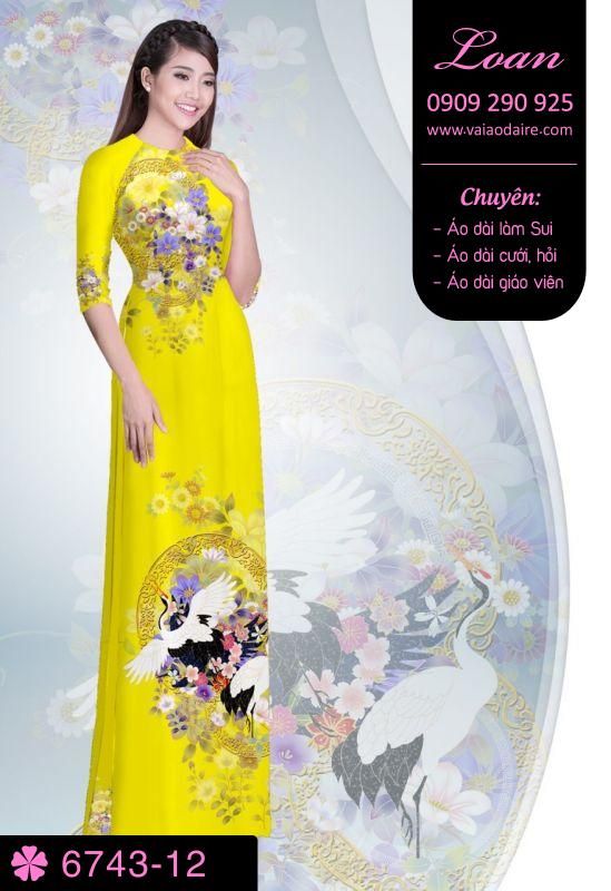 Vải áo dài hoa trên dưới