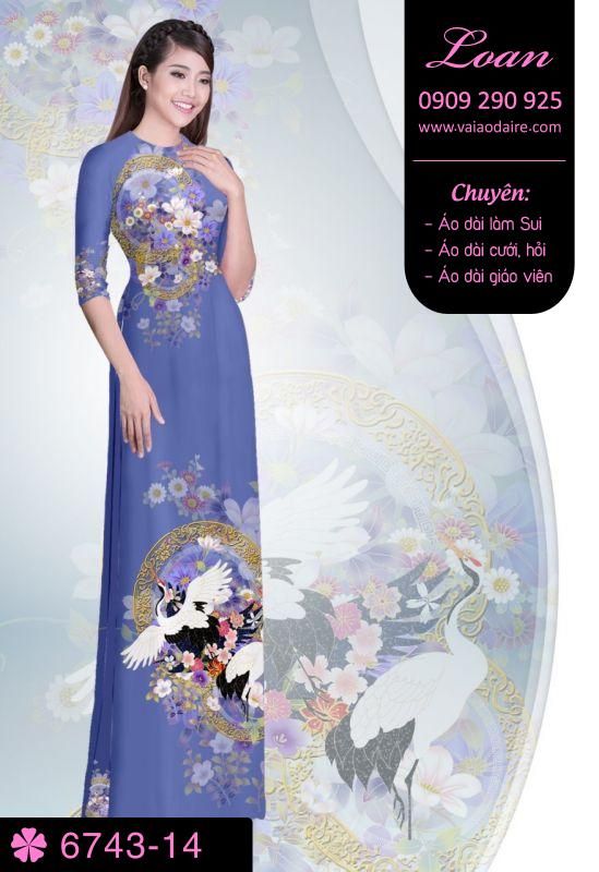Vải áo dài hoa trên dưới