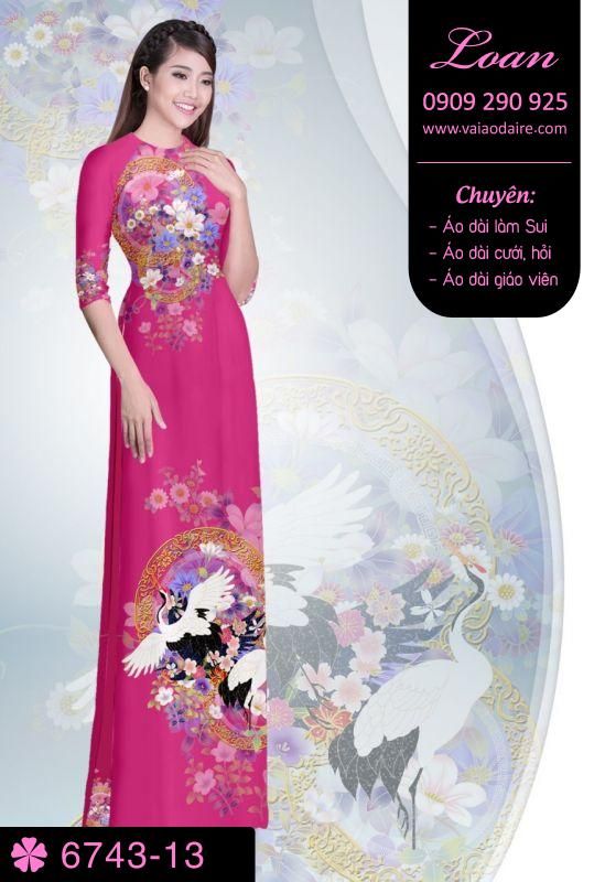 Vải áo dài hoa trên dưới