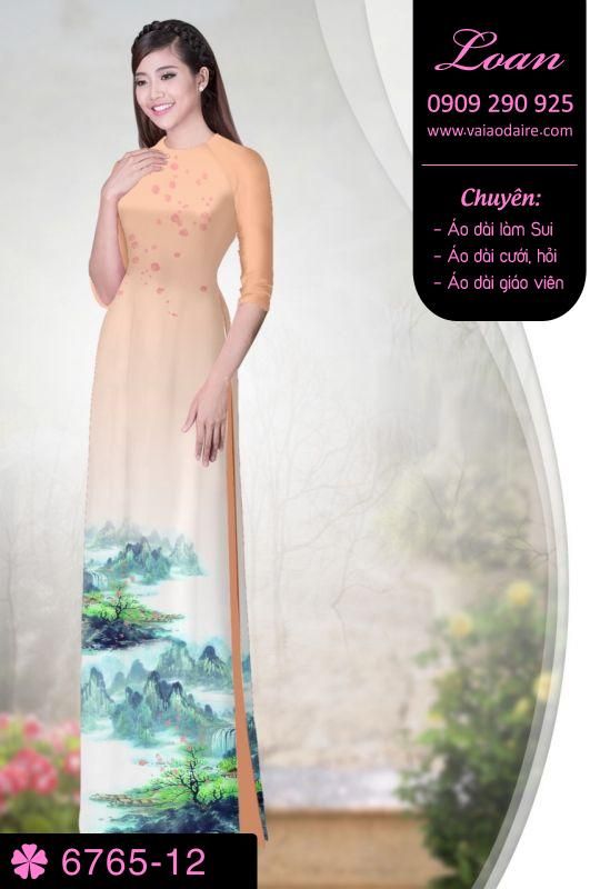 Vải áo dài cành phong cảnh