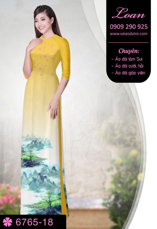 Vải áo dài cành phong cảnh